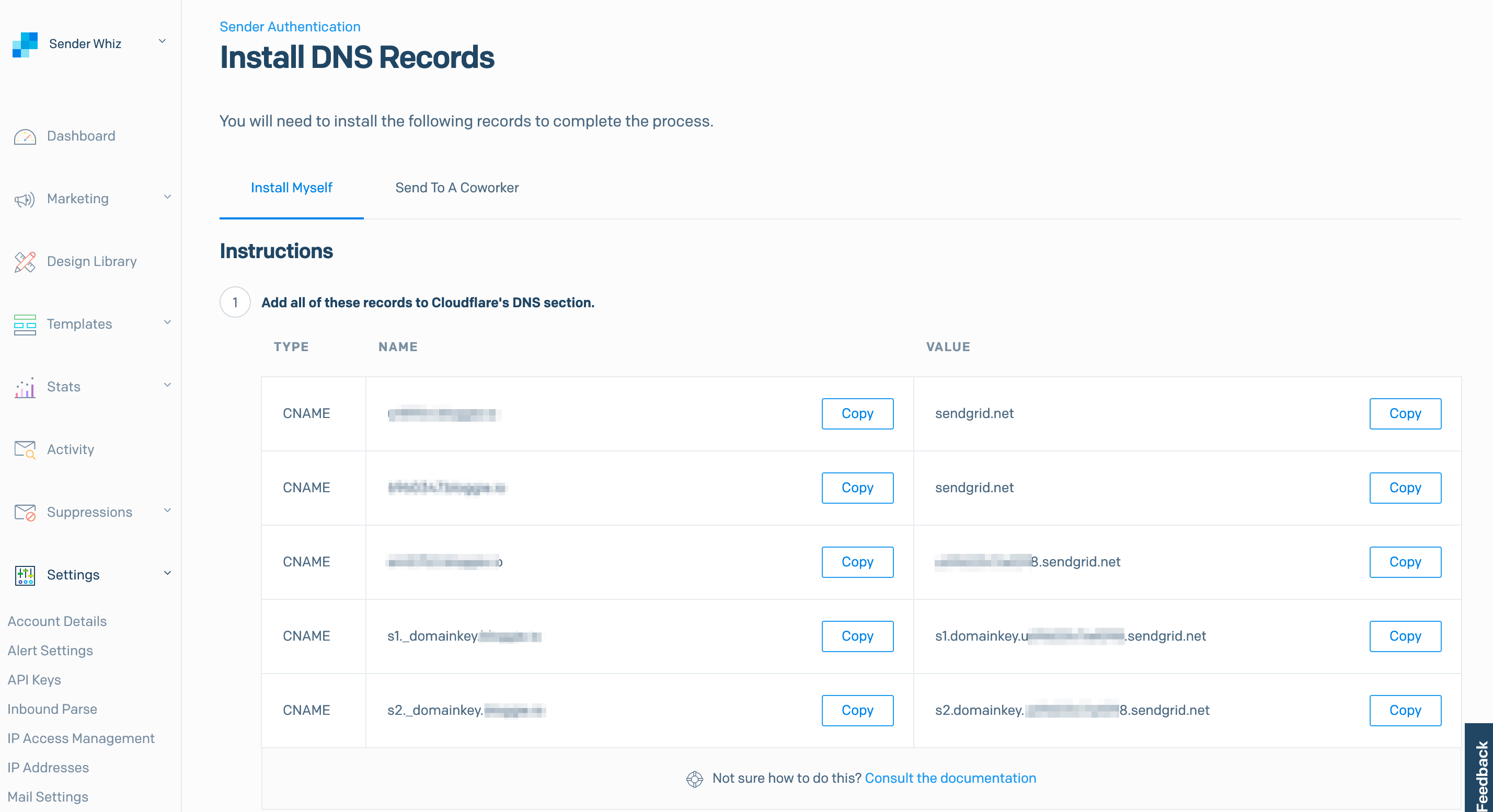 SendGrid DNS records for domain authentication (and link brand)