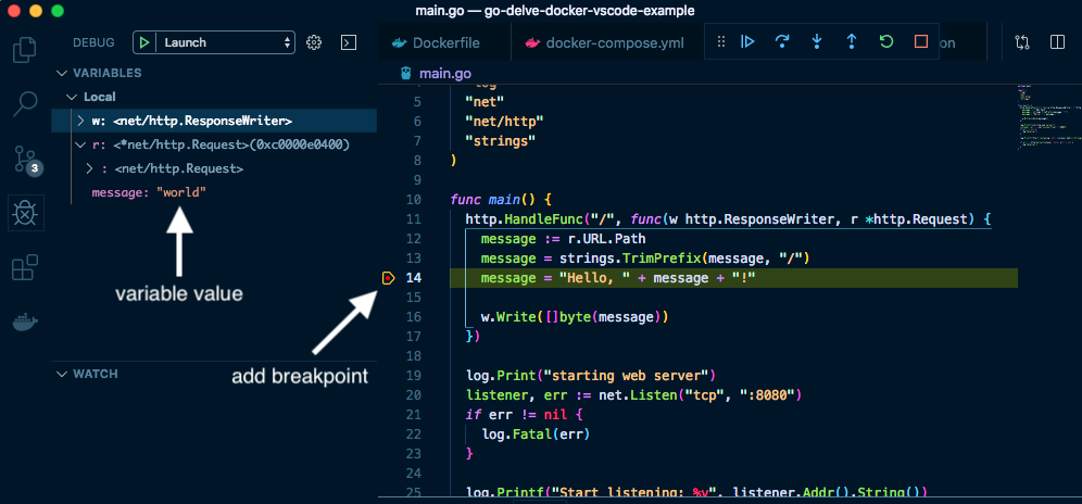 VSCode stopping at the breakpoint location